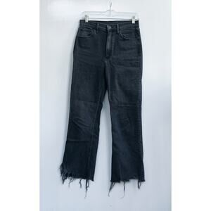 3x1 NYC Empire Frayed Crop Flare High Rise Jeans Size 28 Starling Black Denim